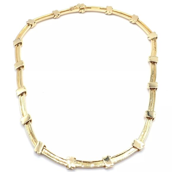 Authentic! Vintage Tiffany & Co 18k Yellow Gold Knot Link Necklace - Picture 4 of 10
